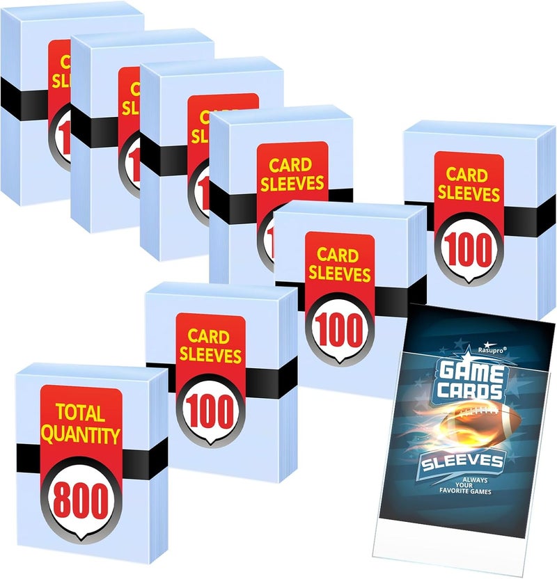 Rasupro 800 Counts Card Sleeves, Premium Clear Polypropylene (PP) Card Sleeves, Penny Trading Cards are Suitable for Standard Trading Cards, Gaming, Sports, Baseball, Soccer Cards - Image 1